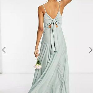 ASOS DESIGN wrap front tie back maxi dress in sage green